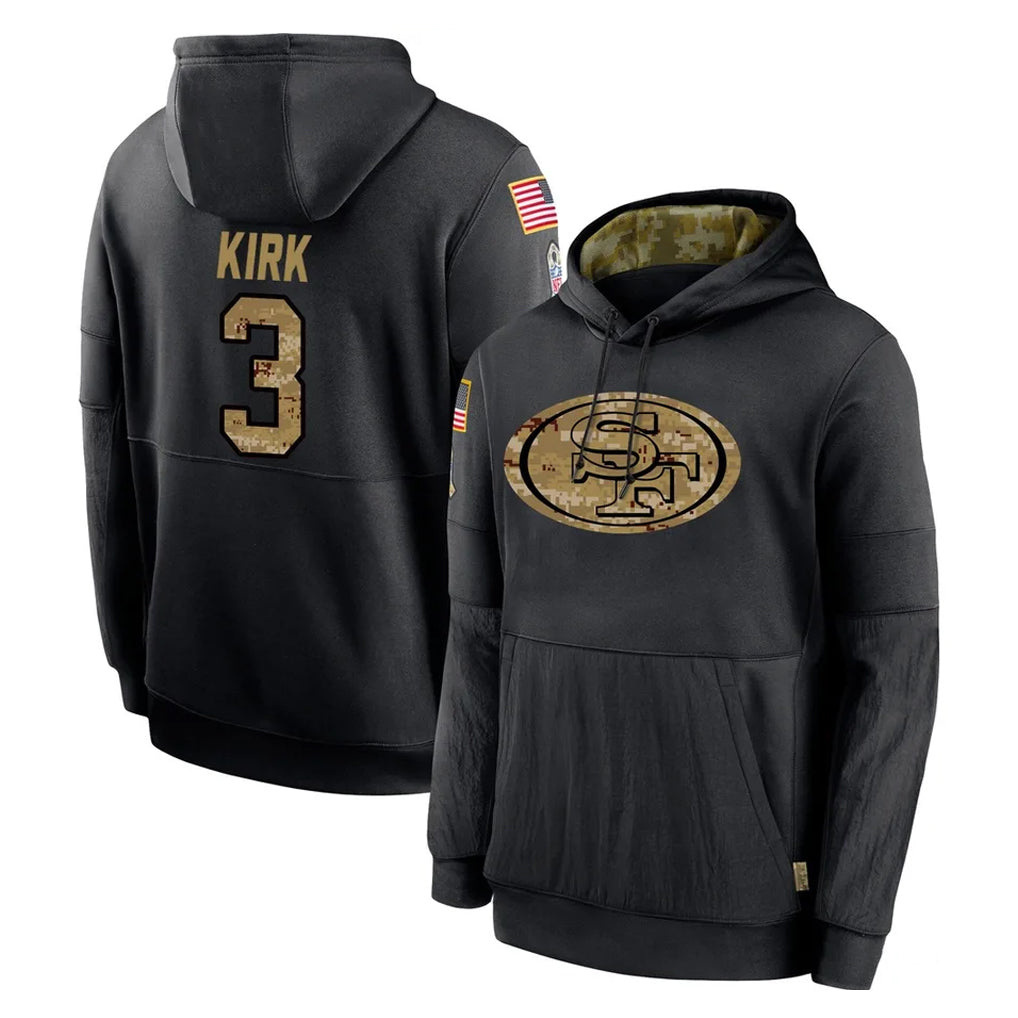 Kooe SF.49ers #3 Christian Kirk Player Black Salute to Service Sideline Performance Pullover Hoodies Home Game Stitched Jerseys