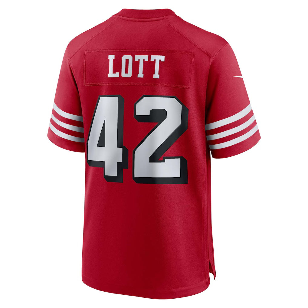 Kooe SF.49ers #42 Ronnie Lott Scarlet Retired Player Alternate Game Stitched Jerseys