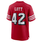 Kooe SF.49ers #42 Ronnie Lott Scarlet Retired Player Alternate Game Stitched Jerseys