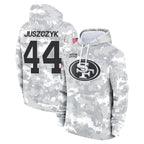 Kooe SF.49ers #44 Kyle Juszczyk Player Arctic Camo Limited Salute to Service Pullover Hoodies Game Stitched Jerseys