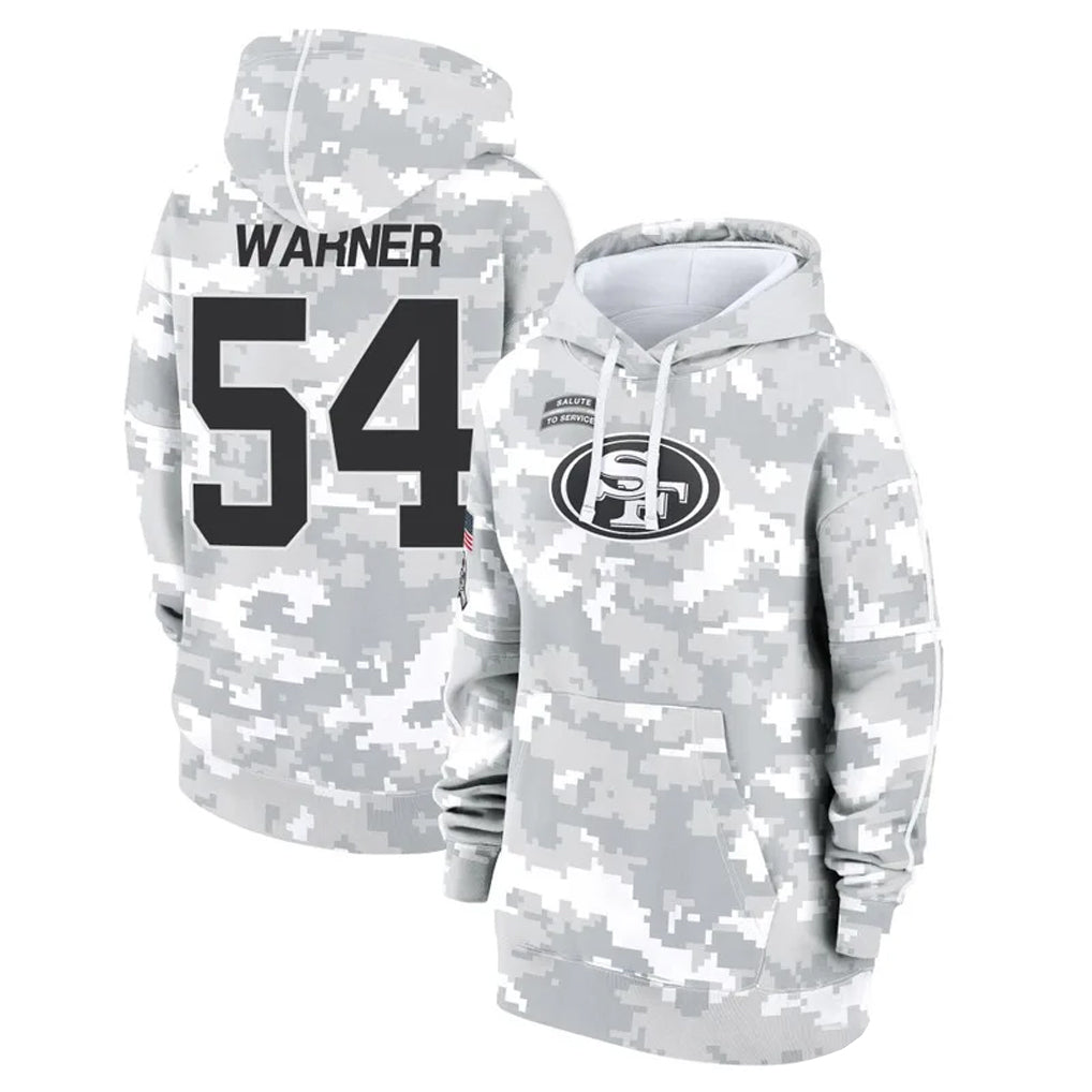 Kooe SF.49ers #54 Fred Warner Player Arctic Camo Salute to Service Hoodies Stitched Jerseys
