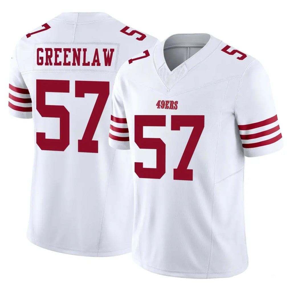 Kooe SF.49ers #57 Dre Greenlaw Player White Limited Vapor F.U.S.E. Home Game Stitched Jerseys