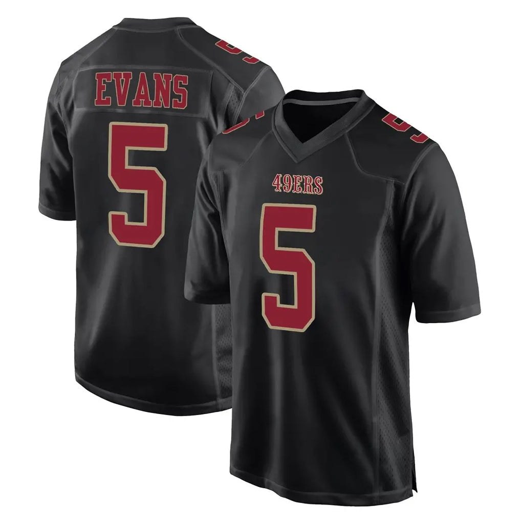 Kooe SF.49ers #5 Mike Evans Player Black Fashion Home Game Stitched Jerseys