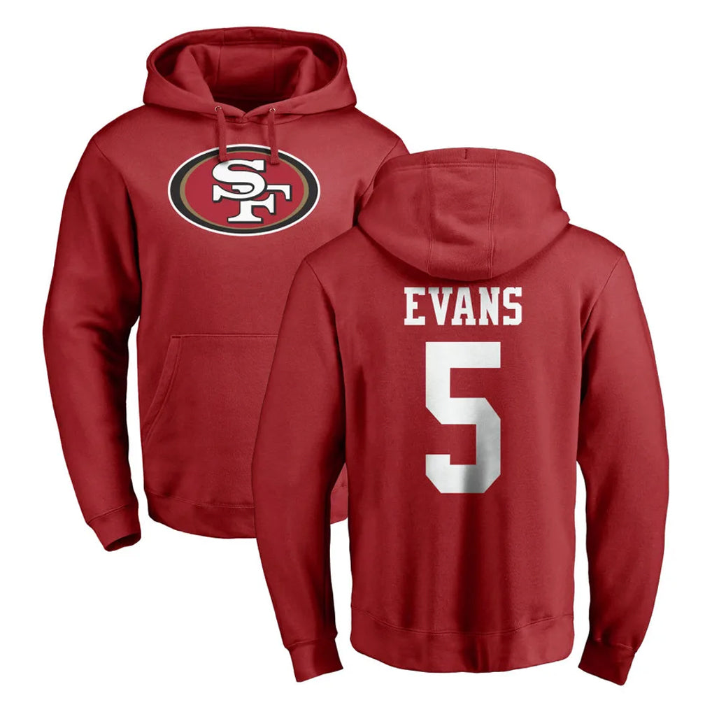 Kooe SF.49ers #5 Mike Evans Player Red LOGO Pullover Hoodies Home Game Stitched Jerseys