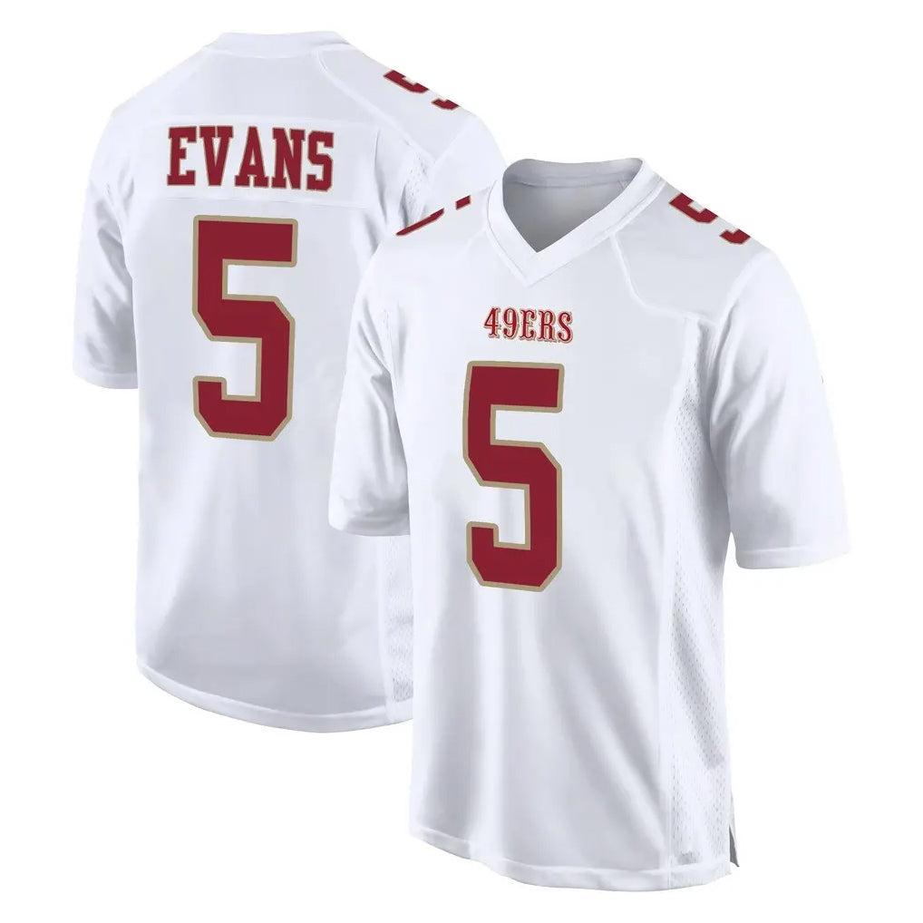 Kooe SF.49ers #5 Mike Evans Player White Fashion Home Game Stitched Jerseys