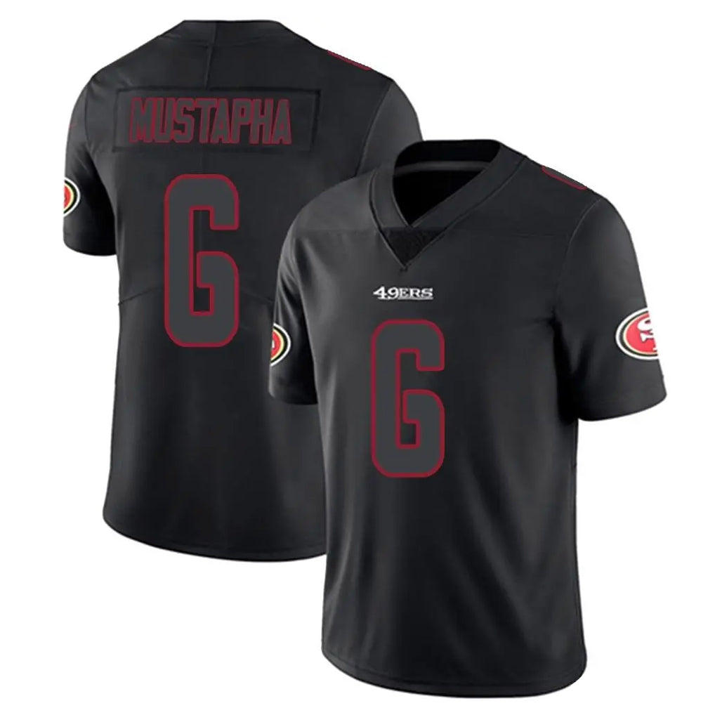 Kooe SF.49ers #6 Malik Mustapha Player Black Impact Limited Home Game Stitched Jerseys