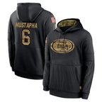 Kooe SF.49ers #6 Malik Mustapha Player Black Salute to Service Sideline Performance Pullover Hoodies Home Game Stitched Jerseys