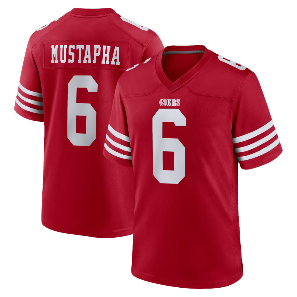 Kooe SF.49ers #6 Malik Mustapha Player Red Game Home Stitched Jerseys