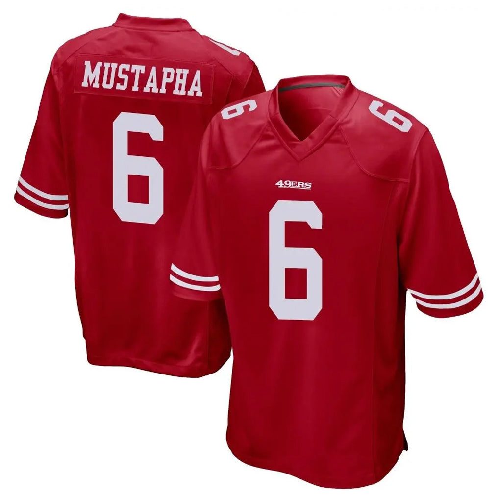 Kooe SF.49ers #6 Malik Mustapha Player Red Home Game Stitched Jerseys