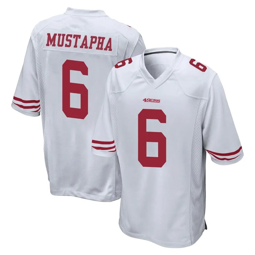 Kooe SF.49ers #6 Malik Mustapha Player White Home Game Stitched Jerseys