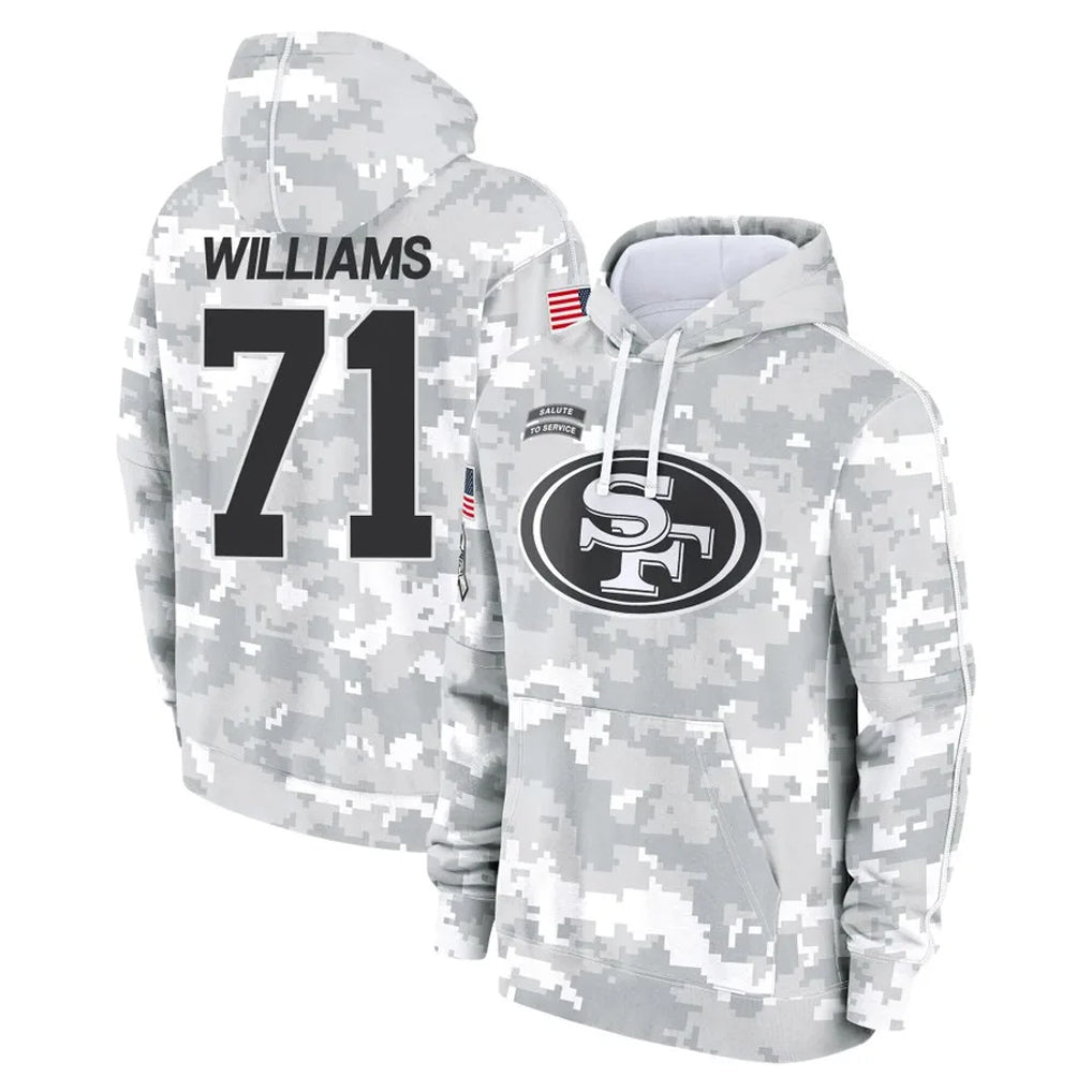 Kooe SF.49ers #71 Trent Williams Player Arctic Camo Limited Salute to Service Pullover Hoodies Game Stitched Jerseys