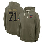 Kooe SF.49ers #71 Trent Williams Player Olive Salute to Service Pullover Hoodies Limited Stitched Jerseys