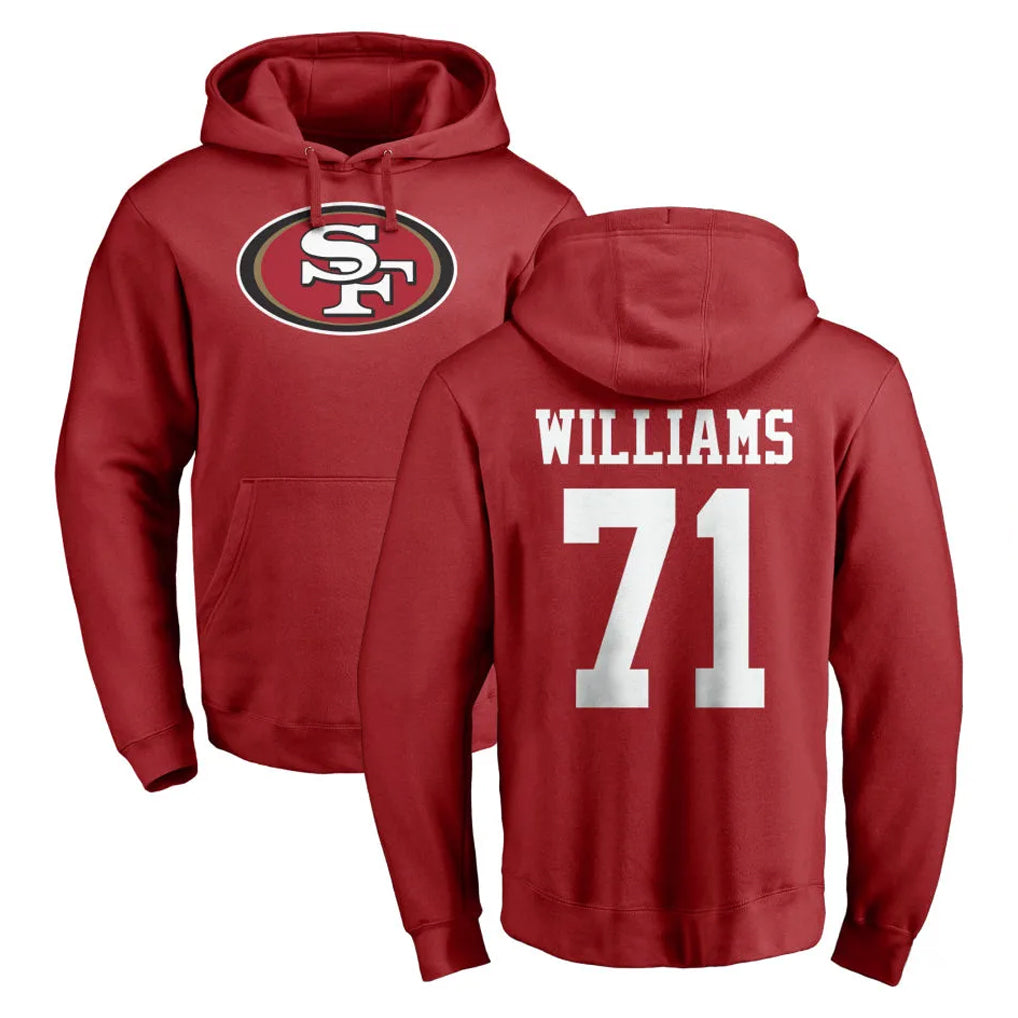 Kooe SF.49ers #71 Trent Williams Player Red LOGO Pullover Hoodies Home Game Stitched Jerseys