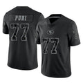 Kooe SF.49ers #77 Dominick Puni Player Black Limited Reflective Home Game Stitched Jerseys