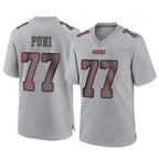 Kooe SF.49ers #77 Dominick Puni Player Gray Atmosphere Fashion Home Game Stitched Jerseys