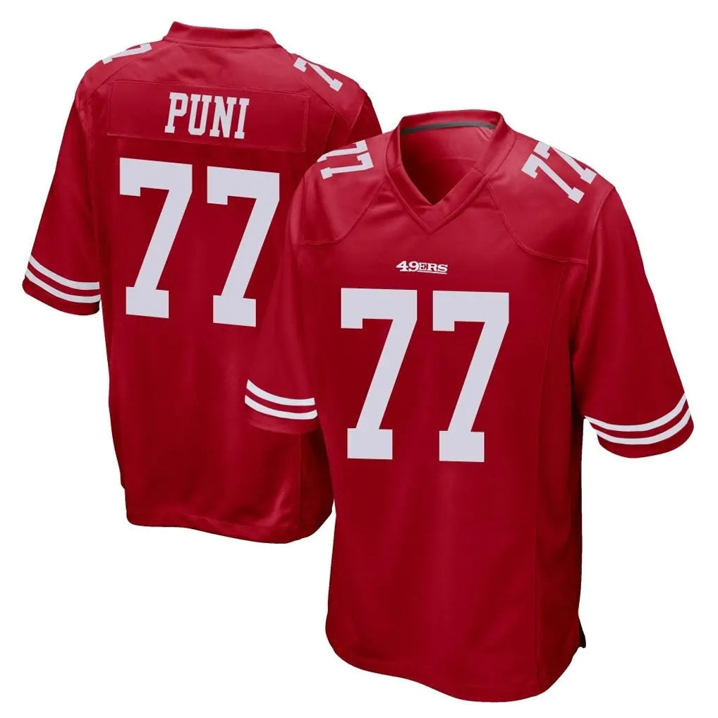 Kooe SF.49ers #77 Dominick Puni Player Red Home Game Stitched Jerseys