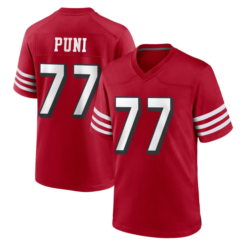 Kooe SF.49ers #77 Dominick Puni Player Red Limited Alternate Home Game Stitched Jerseys