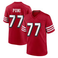 Kooe SF.49ers #77 Dominick Puni Player Red Limited Alternate Home Game Stitched Jerseys