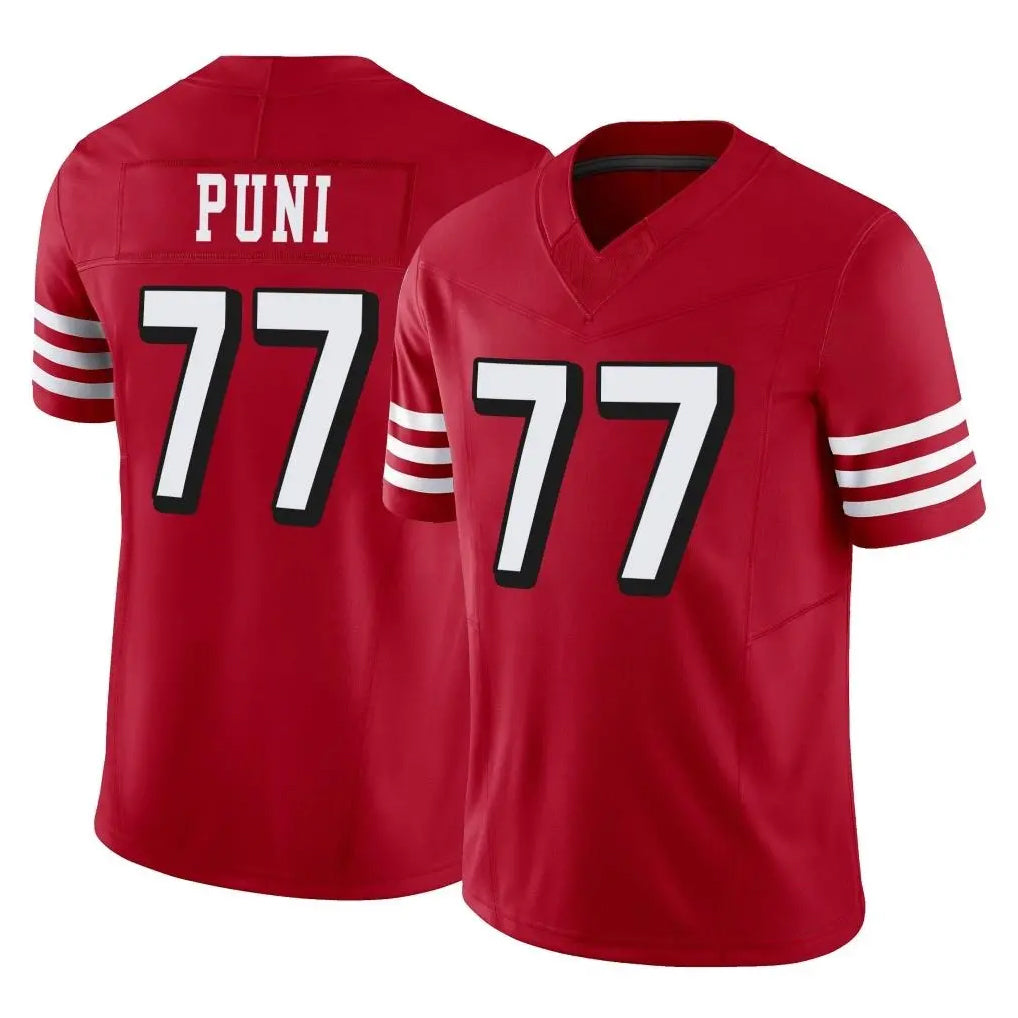 Kooe SF.49ers #77 Dominick Puni Player Red Limited Alternate Vapor F.U.S.E. Home Game Stitched Jerseys