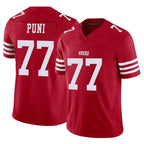 Kooe SF.49ers #77 Dominick Puni Player Red Limited Vapor F.U.S.E. Home Game Stitched Jerseys
