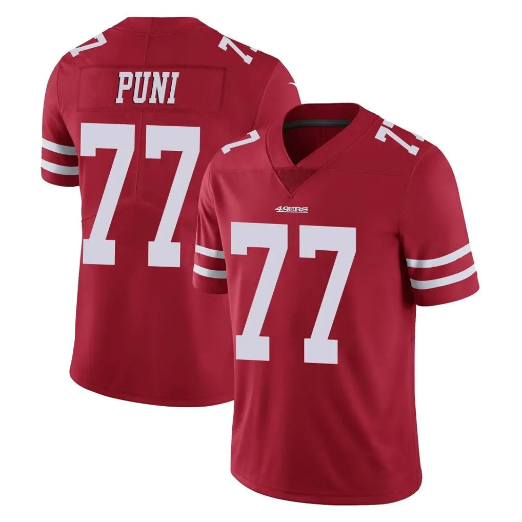 Kooe SF.49ers #77 Dominick Puni Player Red Limited Vapor Untouchable Home Game Stitched Jerseys