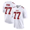 Kooe SF.49ers #77 Dominick Puni Player White Fashion Home Game Stitched Jerseys