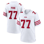 Kooe SF.49ers #77 Dominick Puni Player White Game Home Stitched Jerseys