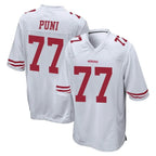 Kooe SF.49ers #77 Dominick Puni Player White Home Game Stitched Jerseys