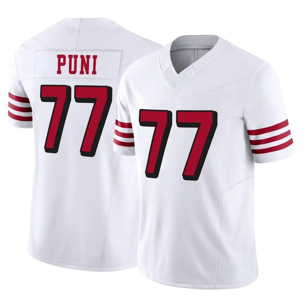 Kooe SF.49ers #77 Dominick Puni Player White Limited Alternate Vapor F.U.S.E. Home Game Stitched Jerseys