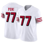 Kooe SF.49ers #77 Dominick Puni Player White Limited Alternate Vapor F.U.S.E. Home Game Stitched Jerseys
