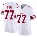 Kooe SF.49ers #77 Dominick Puni Player White Limited Vapor F.U.S.E. Home Game Stitched Jerseys