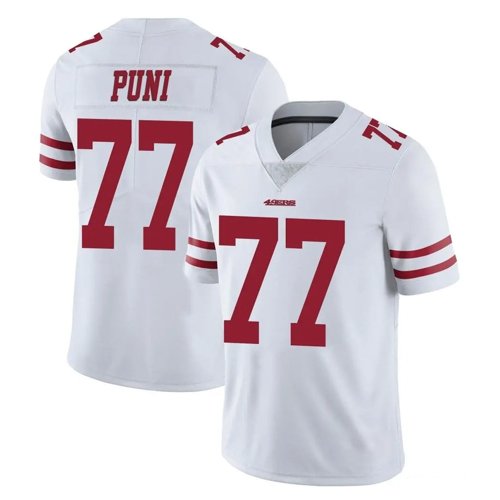 Kooe SF.49ers #77 Dominick Puni Player White Limited Vapor Untouchable Home Game Stitched Jerseys
