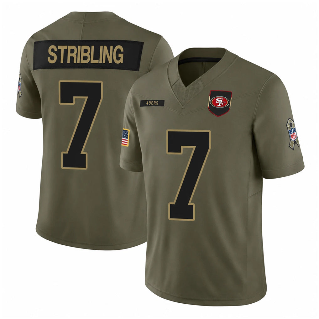 Kooe SF.49ers #7 De'Zhaun Stribling Player Olive 2025 Salute To Service Limited Home Game Stitched Jerseys