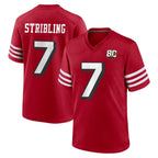 Kooe SF.49ers #7 De'Zhaun Stribling Player Red 80th Game Home Stitched Jerseys