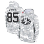 Kooe SF.49ers #85 George Kittle Player Arctic Camo Salute to Service Hoodies Stitched Jerseys