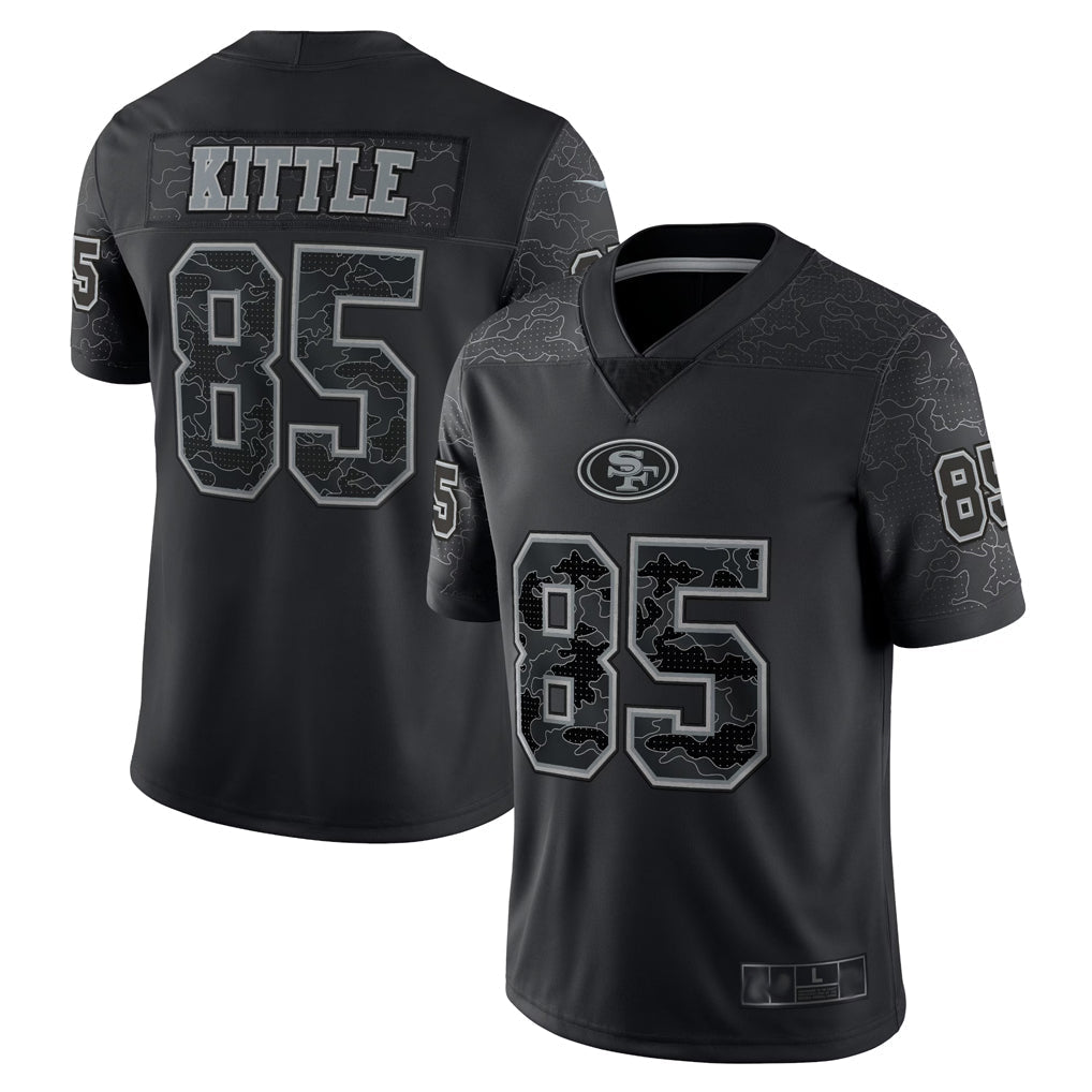 Kooe SF.49ers #85 George Kittle Player Black RFLCTV Limited Stitched Jerseys