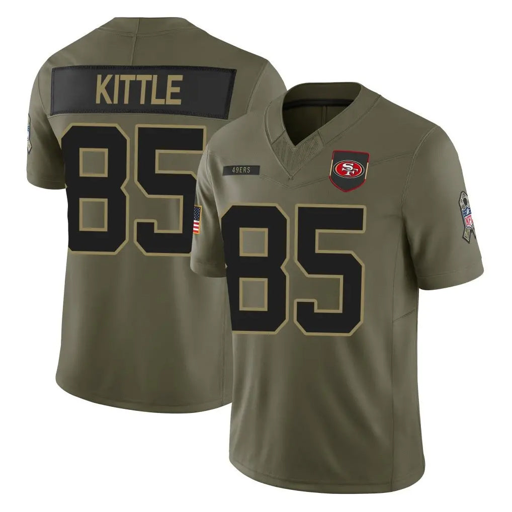 Kooe SF.49ers #85 George Kittle Player Olive 2025 Salute To Service Limited Home Game Stitched Jerseys