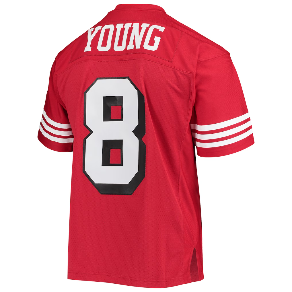 Kooe SF.49ers #8 Steve Young Mitchell & Ness Scarlet Legacy Replica Stitched Puhic Jersey