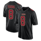 Kooe SF.49ers #8 Steve Young Player Black Fashion Game Football Jerseys