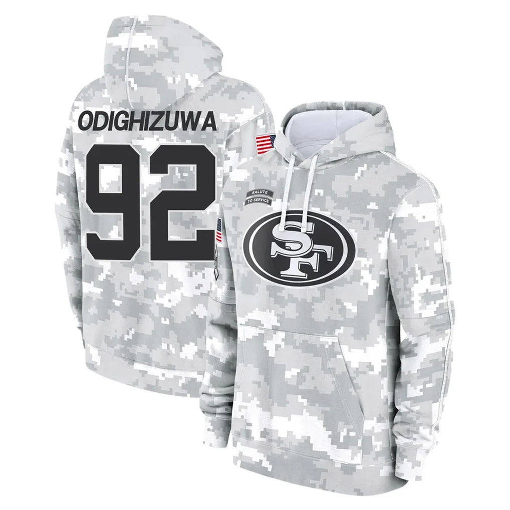 Kooe SF.49ers #92 Osa Odighizuwa Player Arctic Camo Limited Salute to Service Pullover Hoodies Game Stitched Jerseys