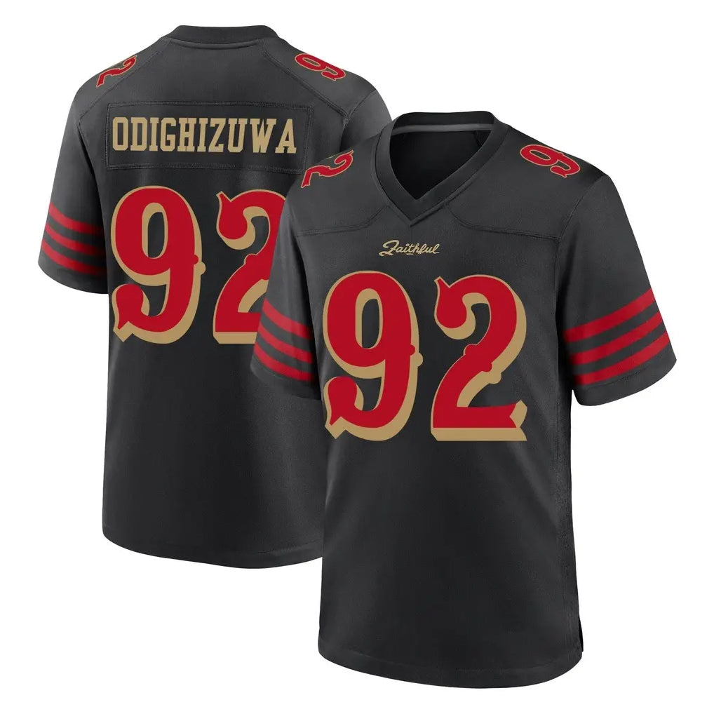 Kooe SF.49ers #92 Osa Odighizuwa Player Black Rivalries Collection Home Game Stitched Jerseys