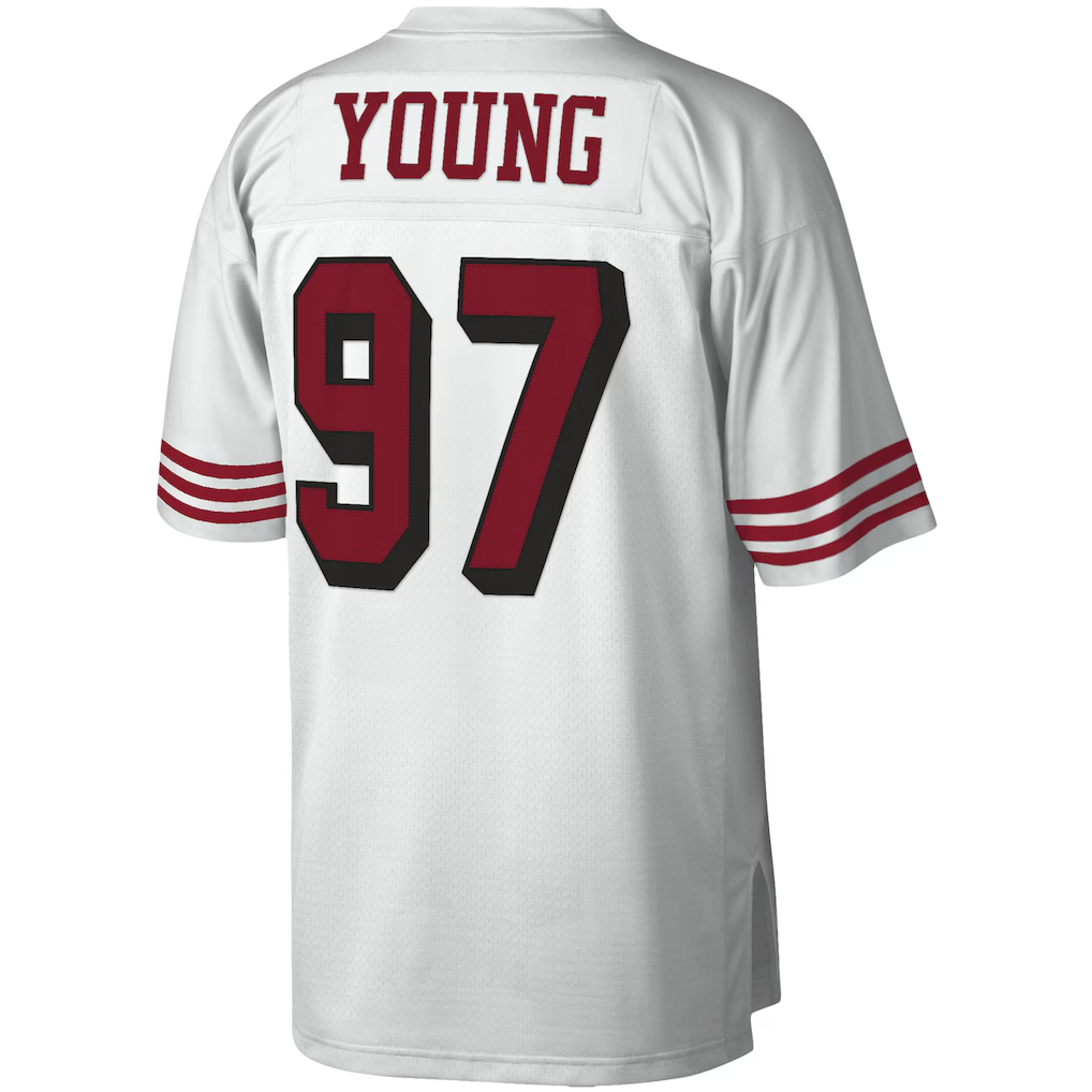 Kooe SF.49ers #97 Bryant Young Mitchell & Ness White Legacy Replica Stitched Puhic Jersey