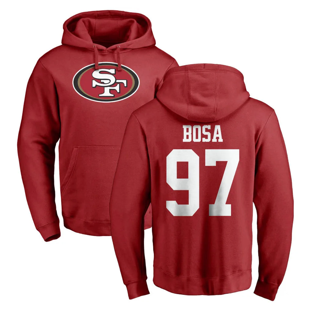 Kooe SF.49ers #97 Nick Bosa Player Red LOGO Pullover Hoodies Home Game Stitched Jerseys