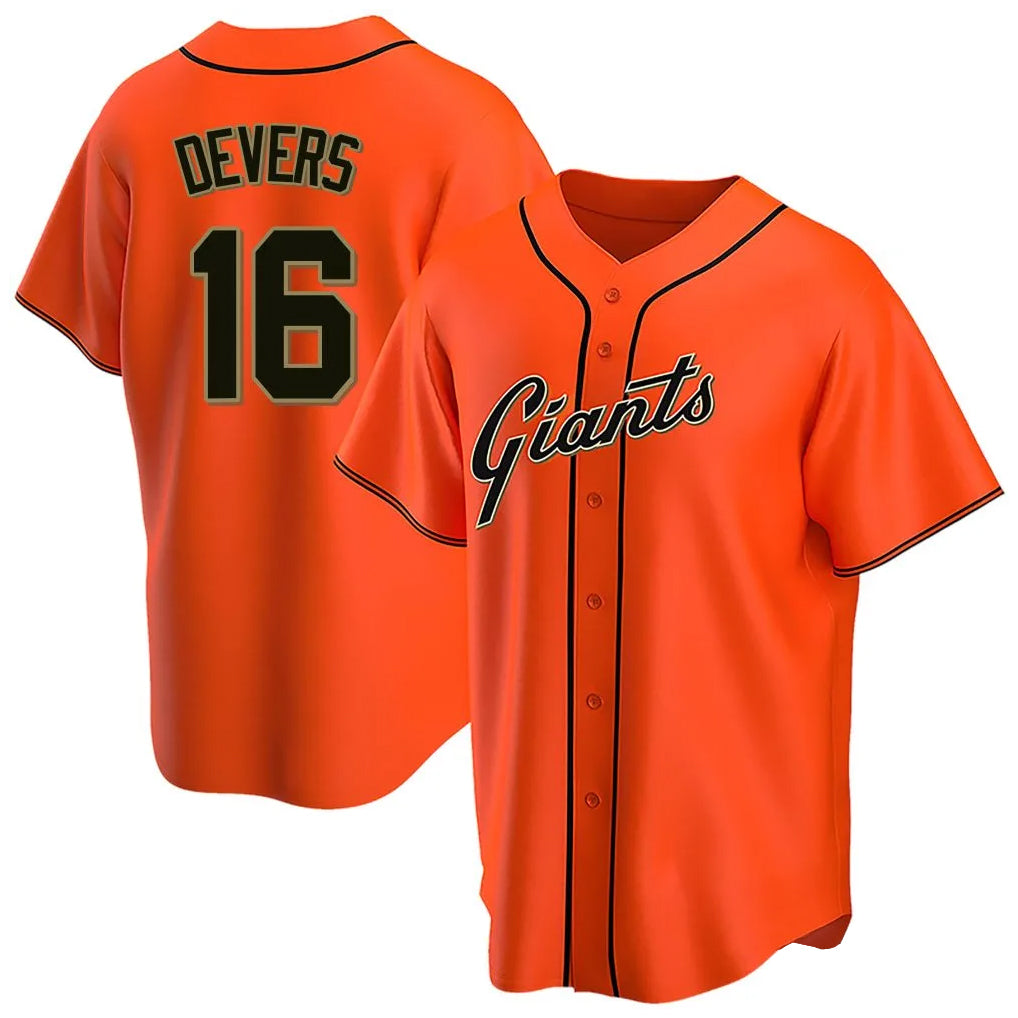 Kooe SF.Giants #16 Rafael Devers Player Orange Home Game Stitched Jerseys