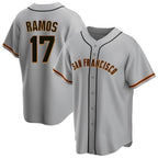 Kooe SF.Giants #17 Heliot Ramos Player Gray Home Game Stitched Jerseys