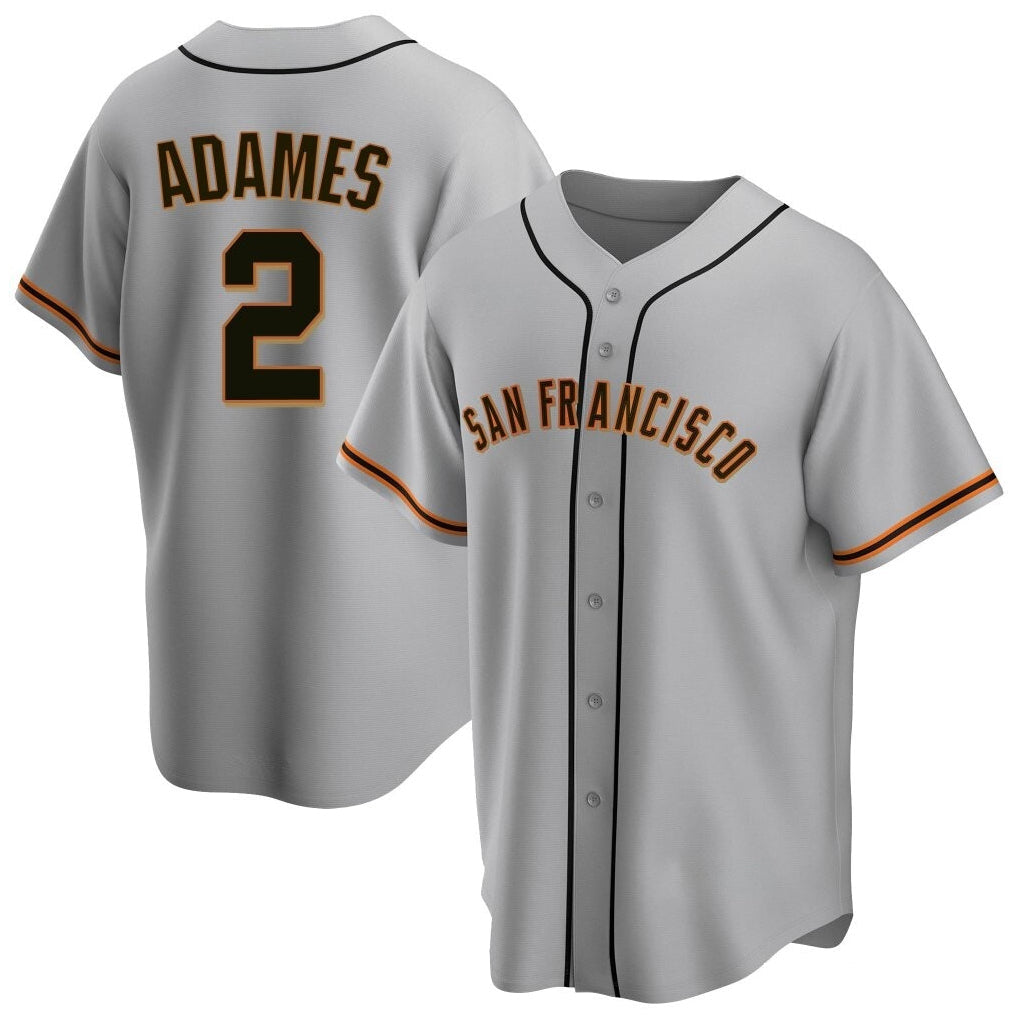 Kooe SF.Giants #2 Willy Adames Player Gray Home Game Stitched Jerseys