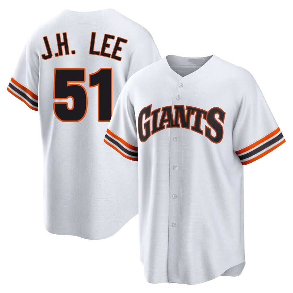 Kooe SF.Giants #51 Jung Hoo Lee Player White Throwback Cooperstown Collection Home Game Stitched Jerseys