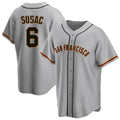 Kooe SF.Giants #6 Daniel Susac Player Gray Home Game Stitched Jerseys