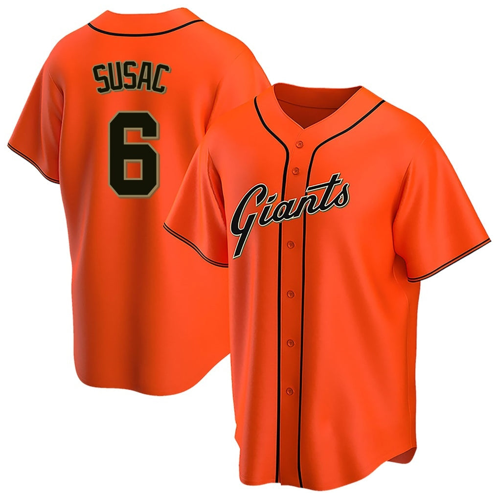 Kooe SF.Giants #6 Daniel Susac Player Orange Home Game Stitched Jerseys