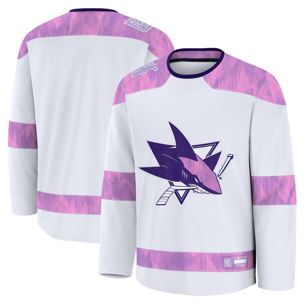 Kooe S.Jose Sharks White 2024 Hockey Fights Cancer Practice Jerseys